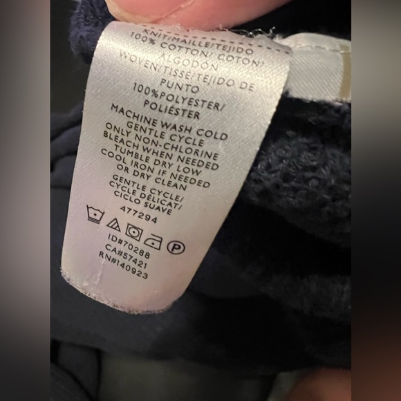 LOFT  Navy Blue Sweater with White Bow On Back Size Large EUC - Picture 4 of 5